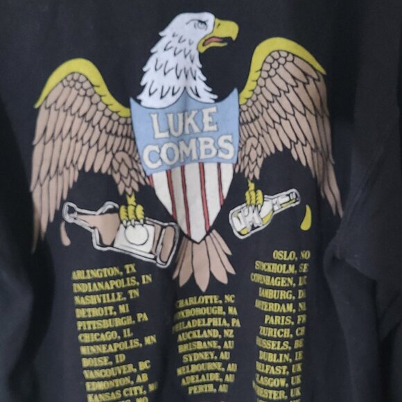 Luke Combs 2023 World Tour Hoodie Beer Never Broke My Heart Black Size Large - Picture 7 of 12